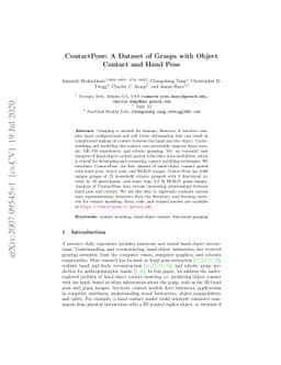 ContactPose: A Dataset of Grasps with Object Contact and Hand Pose