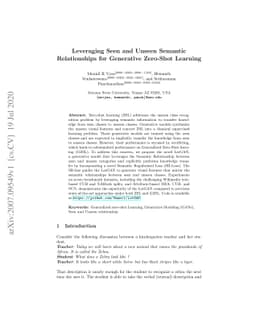 Leveraging Seen and Unseen Semantic Relationships for Generative
  Zero-Shot Learning