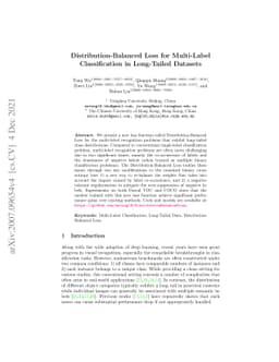 Distribution-Balanced Loss for Multi-Label Classification in Long-Tailed
  Datasets