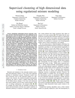 Supervised clustering of high dimensional data using regularized mixture
  modeling