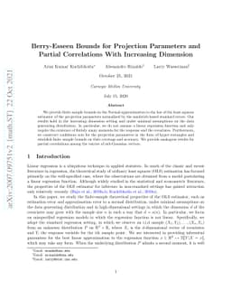 Berry-Esseen Bounds for Projection Parameters and Partial Correlations
  with Increasing Dimension