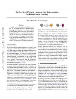 An Overview of Natural Language State Representation for Reinforcement
  Learning