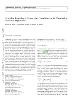 Machine Learning a Molecular Hamiltonian for Predicting Electron
  Dynamics