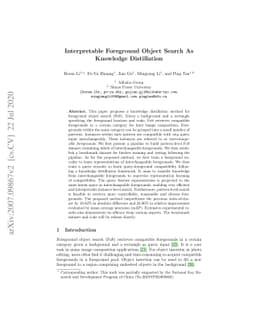 Interpretable Foreground Object Search As Knowledge Distillation