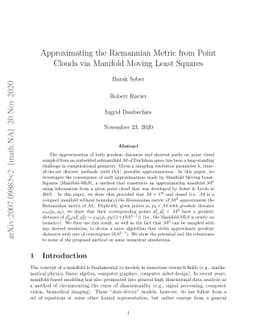 Approximating the Riemannian Metric from Point Clouds via Manifold
  Moving Least Squares