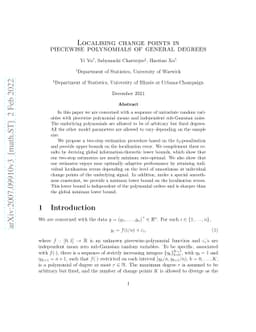 Localising change points in piecewise polynomials of general degrees