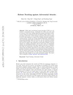 Robust Tracking against Adversarial Attacks