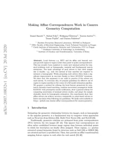 Making Affine Correspondences Work in Camera Geometry Computation