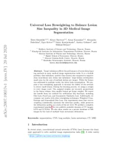 Universal Loss Reweighting to Balance Lesion Size Inequality in 3D
  Medical Image Segmentation