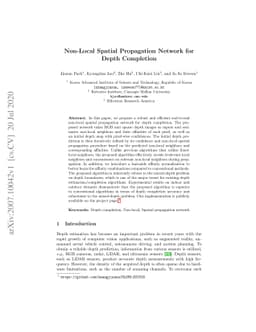 Non-Local Spatial Propagation Network for Depth Completion