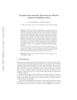 Unsupervised anomaly detection for discrete sequence healthcare data