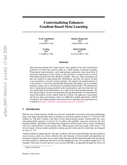 Contextualizing Enhances Gradient Based Meta Learning