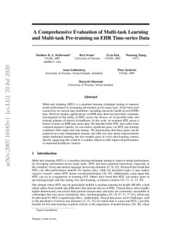 A Comprehensive Evaluation of Multi-task Learning and Multi-task
  Pre-training on EHR Time-series Data