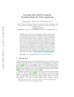 Learning Joint Spatial-Temporal Transformations for Video Inpainting