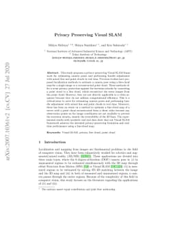 Privacy Preserving Visual SLAM