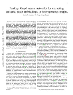 PanRep: Graph neural networks for extracting universal node embeddings
  in heterogeneous graphs