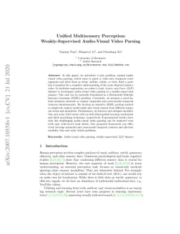 Unified Multisensory Perception: Weakly-Supervised Audio-Visual Video
  Parsing