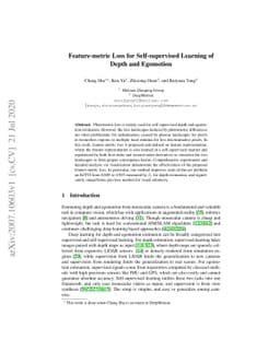 Feature-metric Loss for Self-supervised Learning of Depth and Egomotion