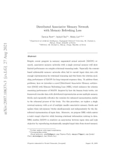 Distributed Associative Memory Network with Memory Refreshing Loss