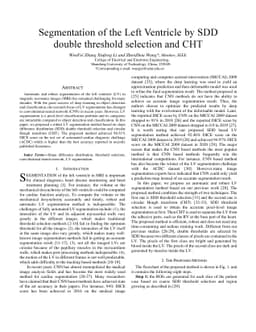 Segmentation of the Left Ventricle by SDD double threshold selection and
  CHT