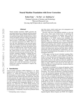 Neural Machine Translation with Error Correction