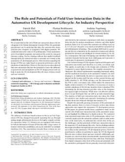 The Role and Potentials of Field User Interaction Data in the Automotive
  UX Development Lifecycle: An Industry Perspective