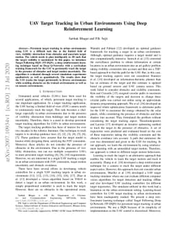 UAV Target Tracking in Urban Environments Using Deep Reinforcement
  Learning