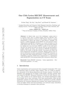 One Click Lesion RECIST Measurement and Segmentation on CT Scans