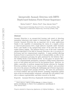 Interpretable Anomaly Detection with DIFFI: Depth-based Isolation Forest
  Feature Importance