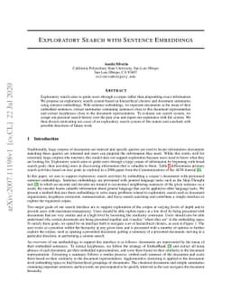 Exploratory Search with Sentence Embeddings