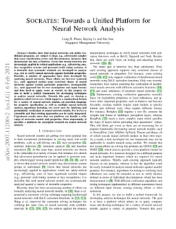 SOCRATES: Towards a Unified Platform for Neural Network Analysis
