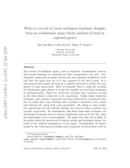 When to (or not to) trust intelligent machines: Insights from an
  evolutionary game theory analysis of trust in repeated games