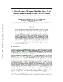 A Multi-Semantic Metapath Model for Large Scale Heterogeneous Network
  Representation Learning