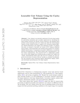 Learnable Cost Volume Using the Cayley Representation