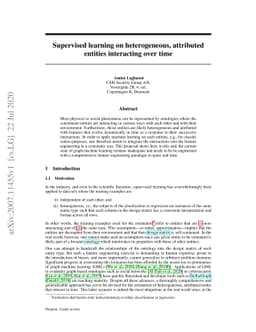 Supervised learning on heterogeneous, attributed entities interacting
  over time