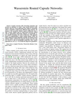 Wasserstein Routed Capsule Networks
