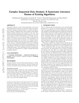 Complex Sequential Data Analysis: A Systematic Literature Review of
  Existing Algorithms