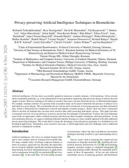 Privacy-preserving Artificial Intelligence Techniques in Biomedicine