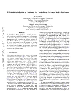 Efficient Optimization of Dominant Set Clustering with Frank-Wolfe
  Algorithms