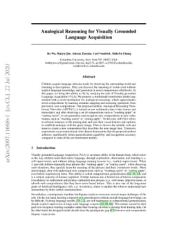 Analogical Reasoning for Visually Grounded Language Acquisition