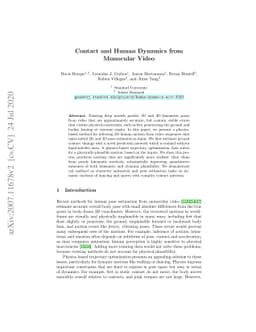 Contact and Human Dynamics from Monocular Video