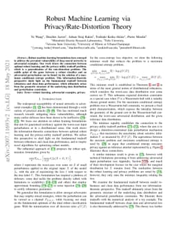 Robust Machine Learning via Privacy/Rate-Distortion Theory
