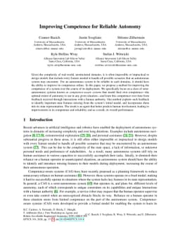Improving Competence for Reliable Autonomy