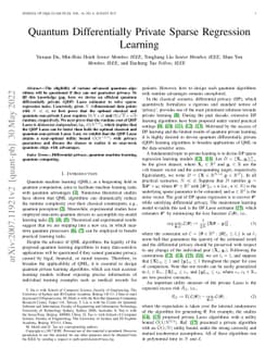 Quantum Differentially Private Sparse Regression Learning