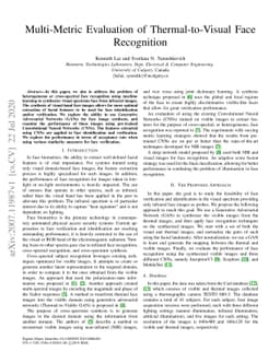 Multi-Metric Evaluation of Thermal-to-Visual Face Recognition