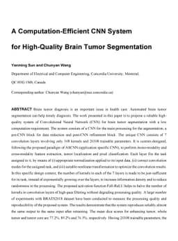 A Computation-Efficient CNN System for High-Quality Brain Tumor
  Segmentation