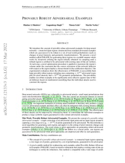 Provably Robust Adversarial Examples