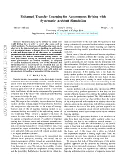 Enhanced Transfer Learning for Autonomous Driving with Systematic
  Accident Simulation