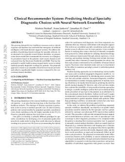 Clinical Recommender System: Predicting Medical Specialty Diagnostic
  Choices with Neural Network Ensembles