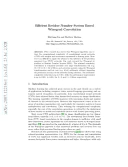 Efficient Residue Number System Based Winograd Convolution